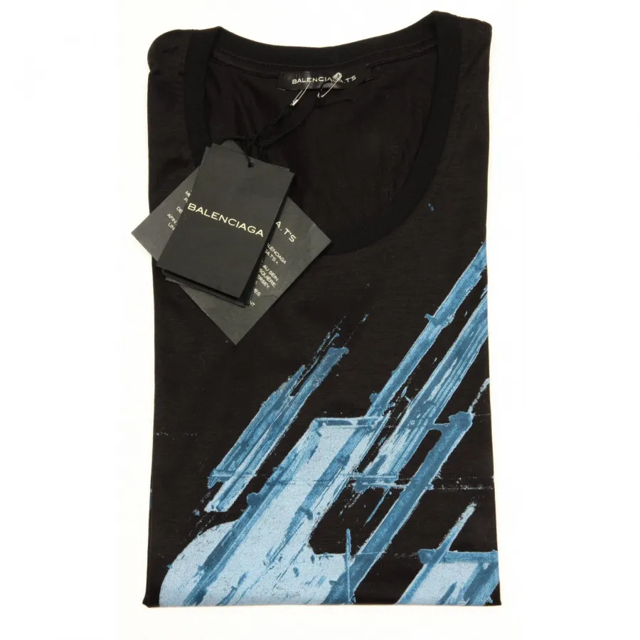 42610 maglia donna BALENCIAGA black printed cotton t-shirt woman