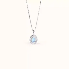 ALFYO Collana Acquamarina e Diamanti in Oro Bianco