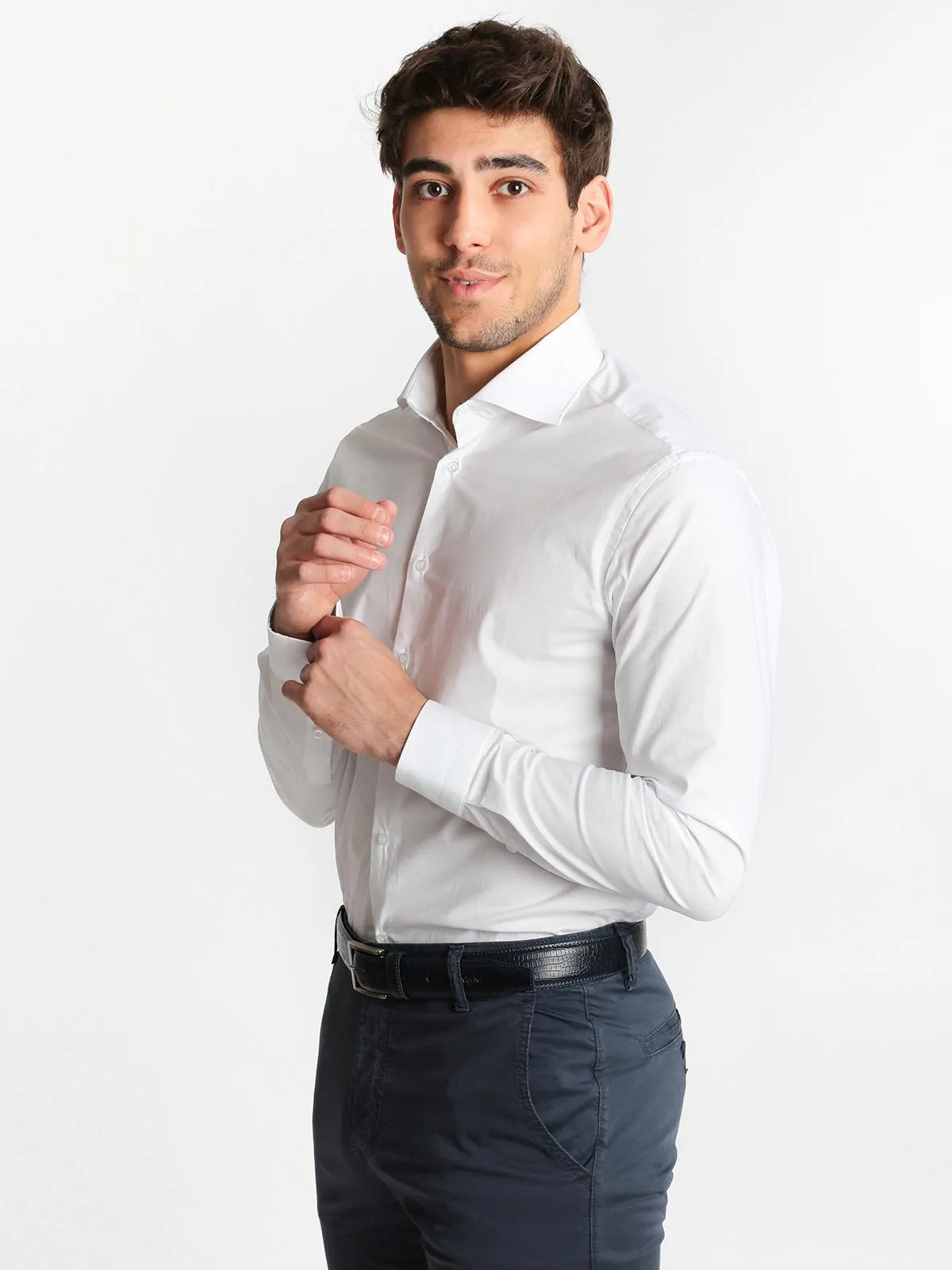 Andy Don B Chemise en coton blanc  coupe classique