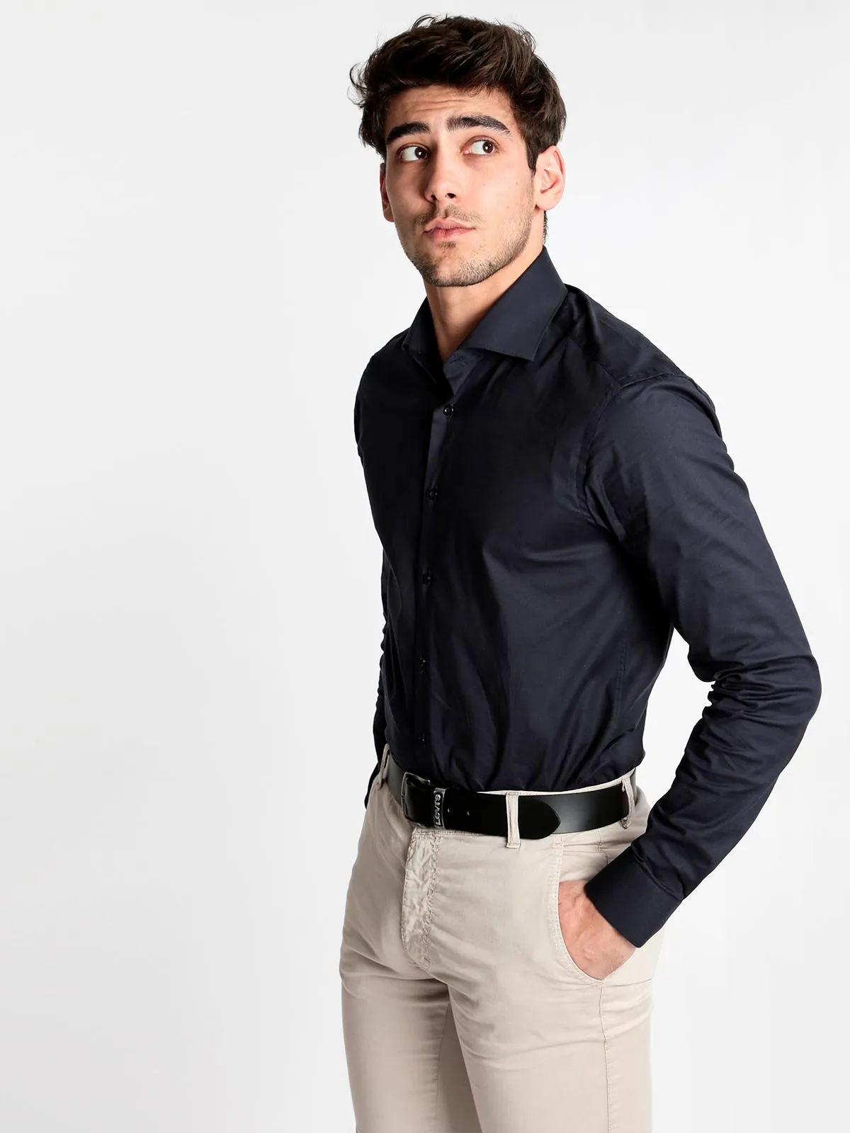 Andy Don B Chemise habillée en coton  bleu foncé
