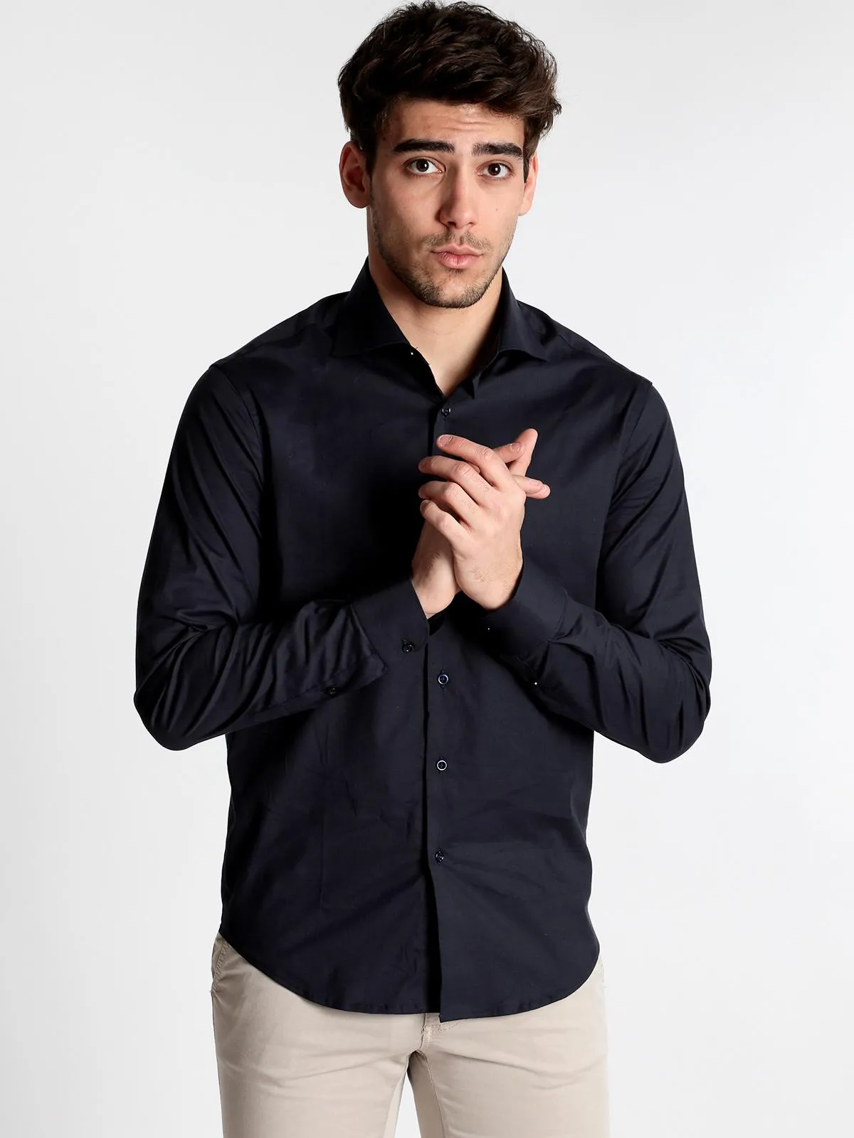 Andy Don B Chemise habillée en coton  bleu foncé