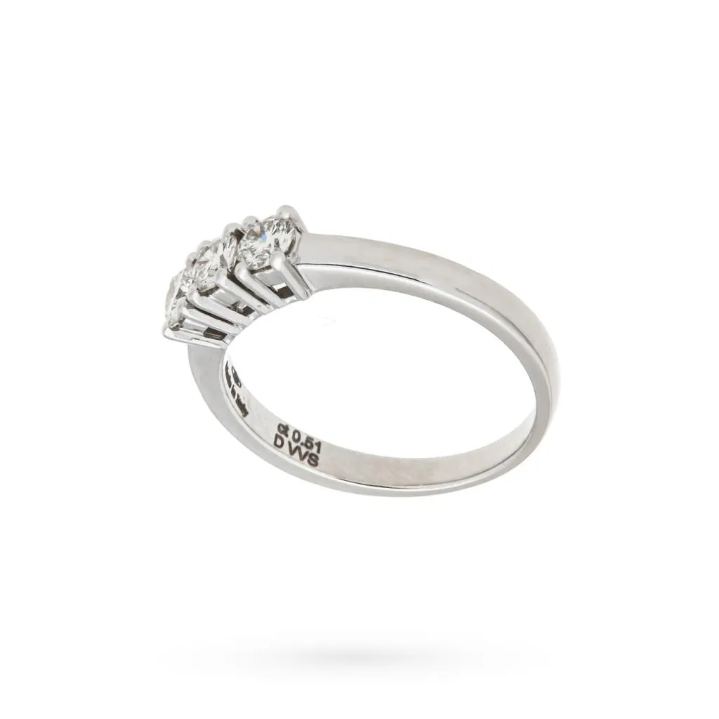 Anello trilogy oro bianco 3 diamanti 0,51 ct