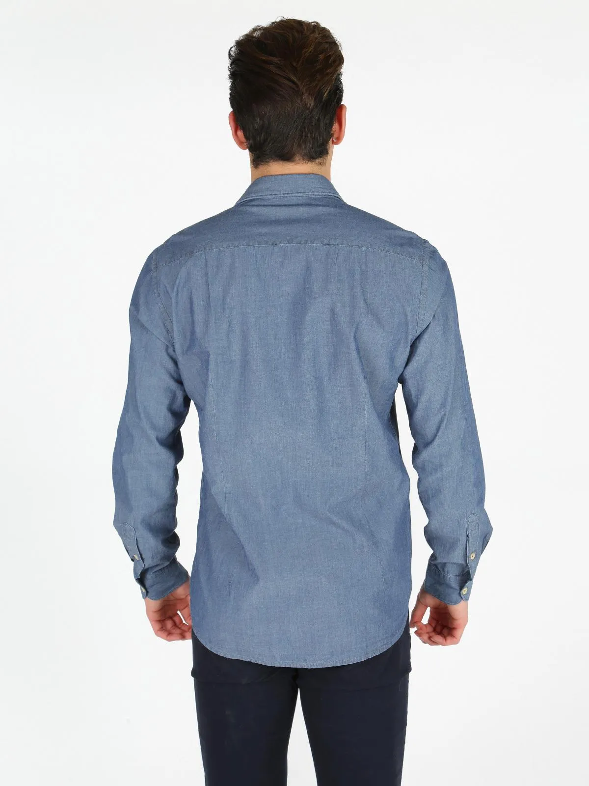 B-Style Chemise en coton bleu denim