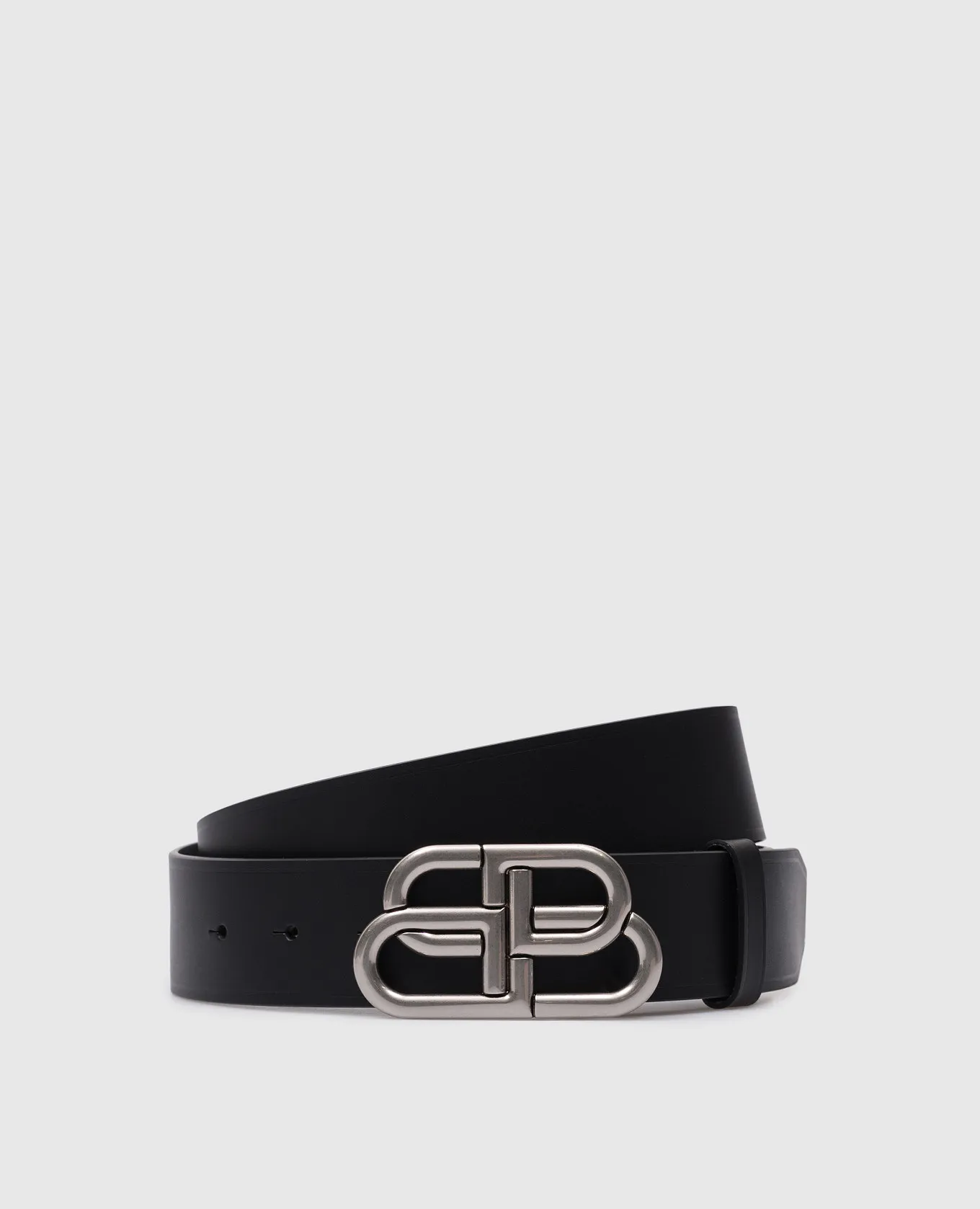 Balenciaga Cinturino in pelle nera con logo BB 6741811CH0B