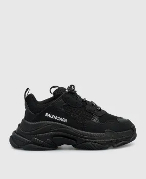 Balenciaga Sneakers Triple S da bambino nere con logo 654251W2CA4