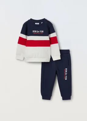BLUKIDS  Jogging set in puro cotone french terry neonato
