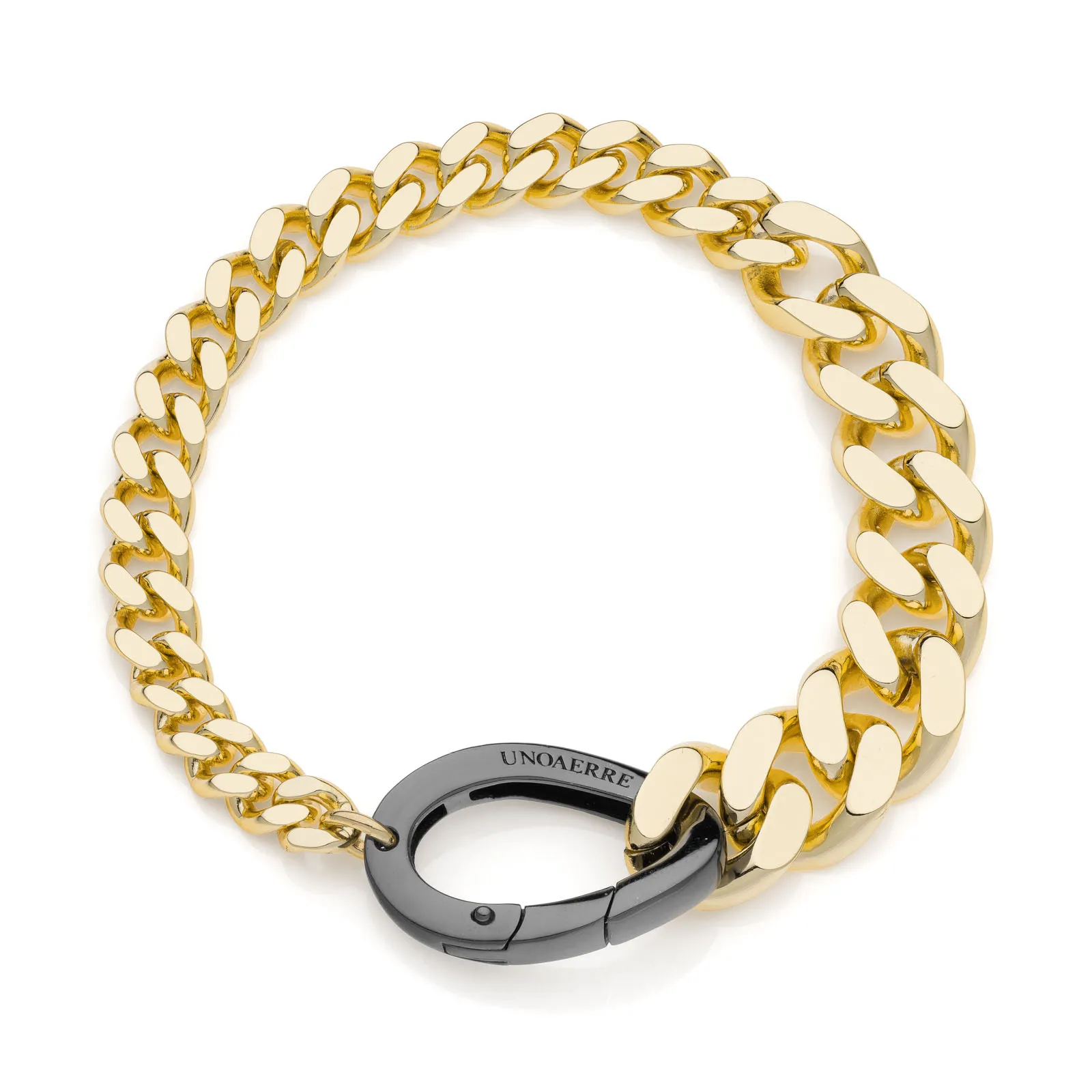 Bracciale catena grumetta e moschettone nero
