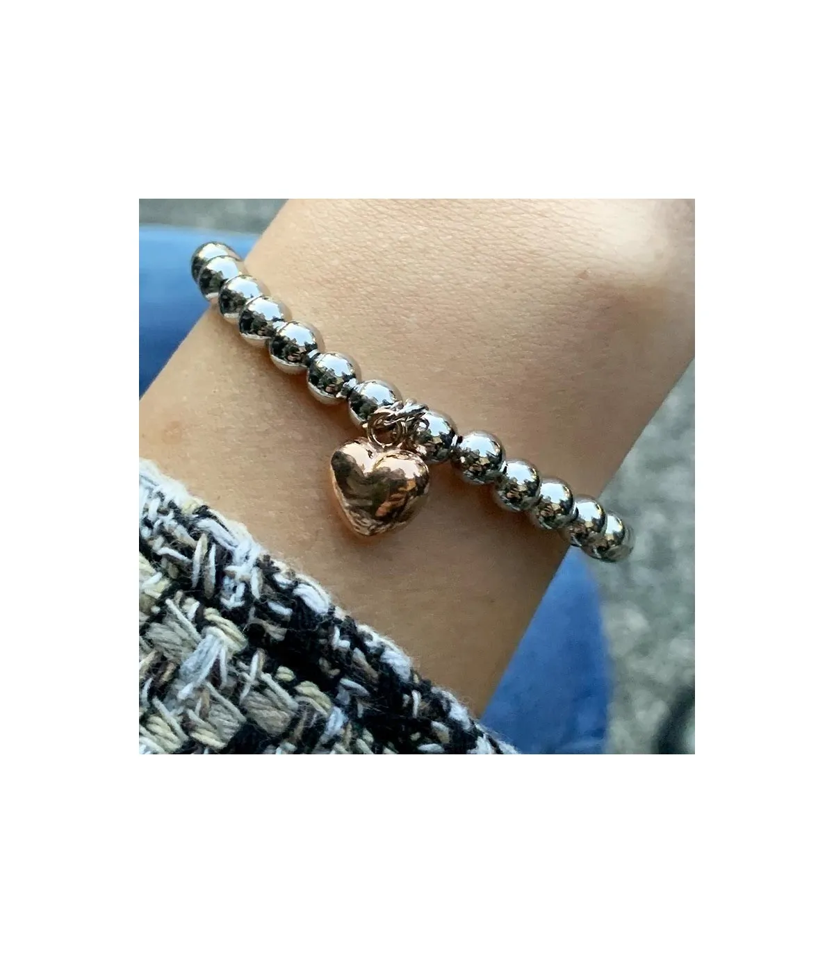 Bracciale Donna Raggi Sfere Argento 925 Cuore Rosa