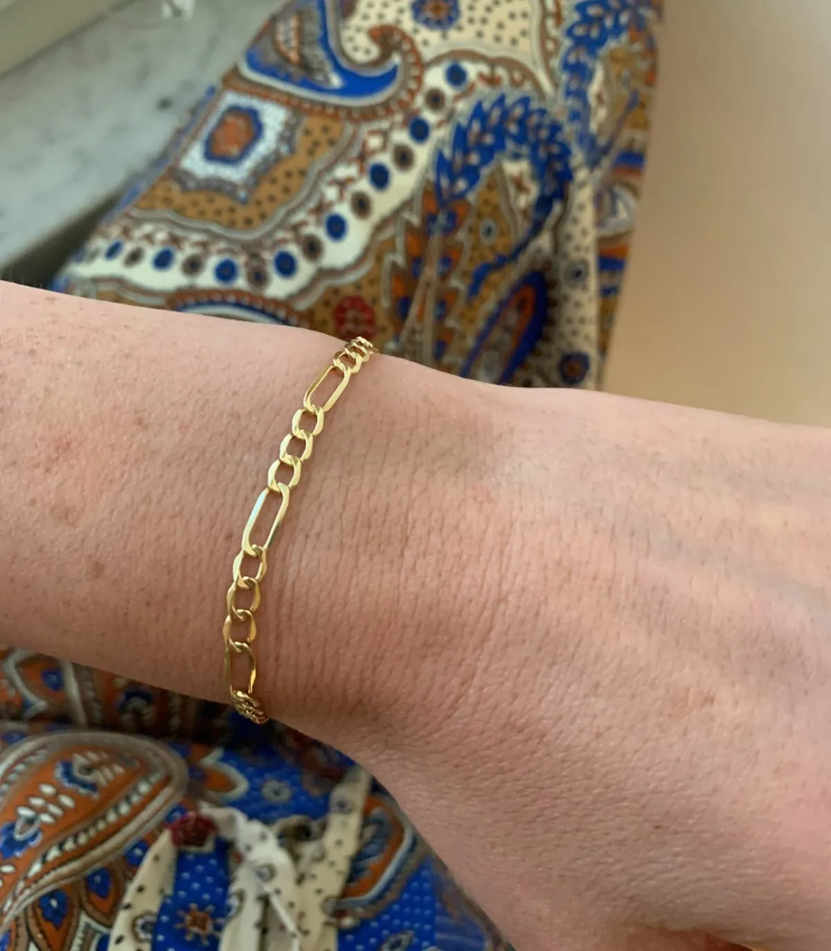 Bracciale Figaro Piatto Oro Giallo 9kt