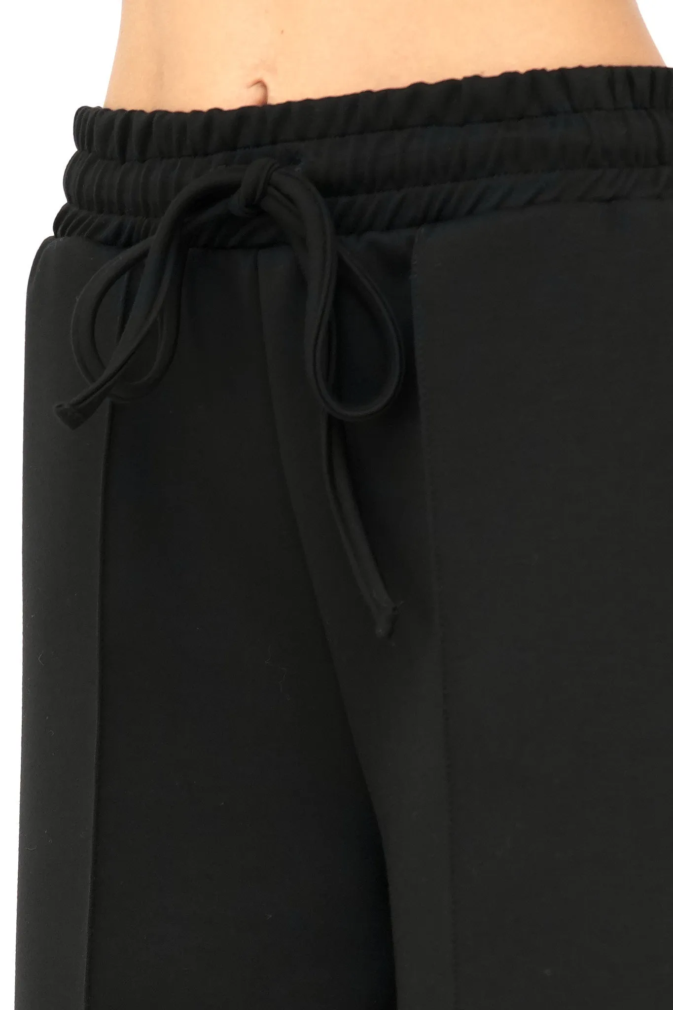 Bulier-Pantalone palazzo felpa coulisse in vita - Nero