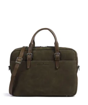  Castelijn & Beerens Cartella 15″ pelle bovina ruvida verde-oliva  