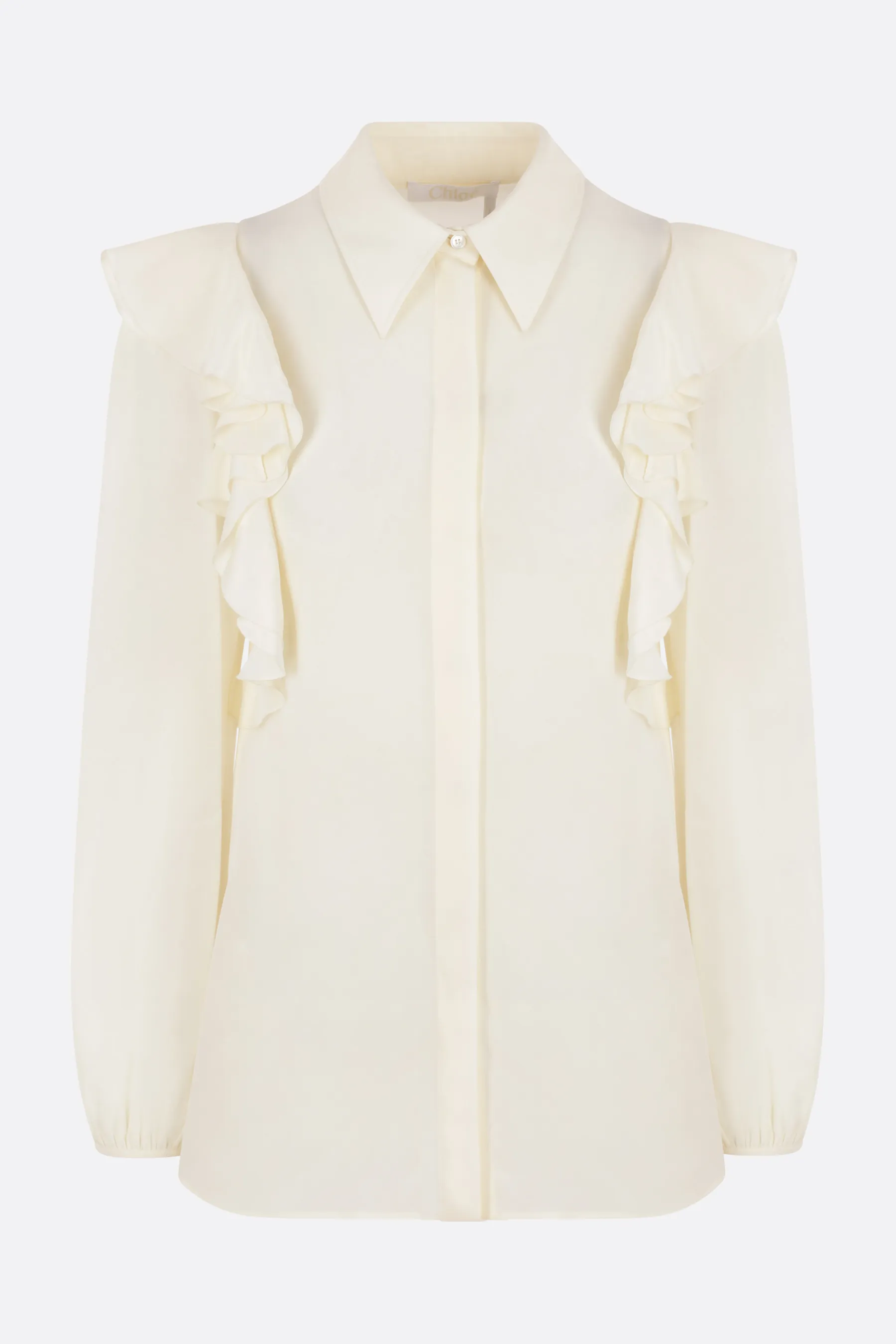 CHLOÉ camicia con volant in crepe de chine