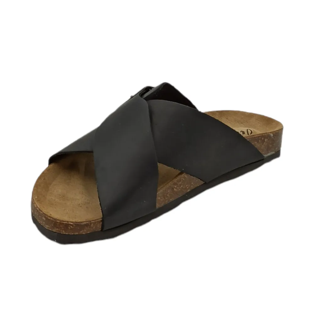 Ciabatta donna incrociata in pelle Easy n rose 1730 RUST NERO