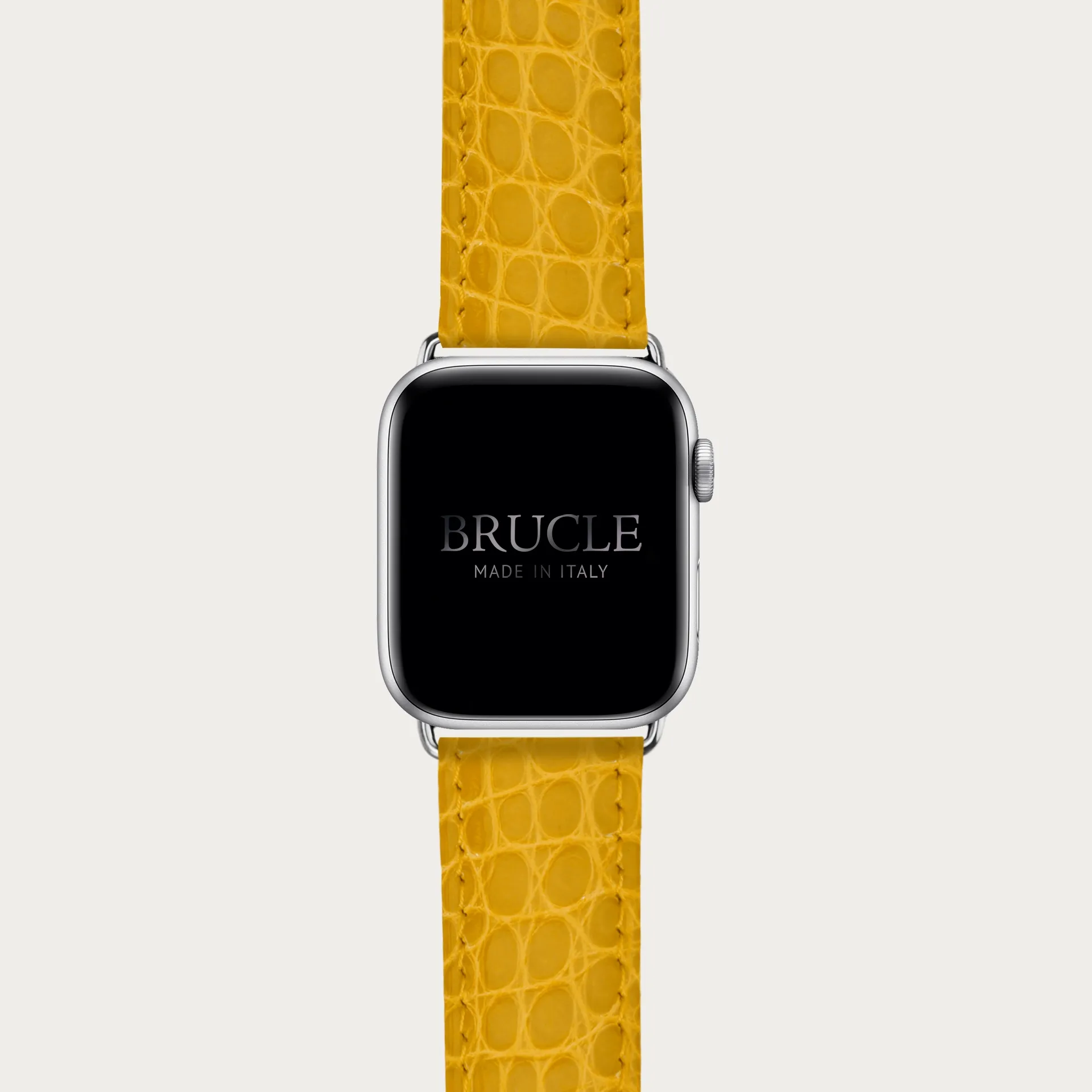 Cinturino giallo in alligatore per orologio, Apple Watch e Samsung Galaxy Watch