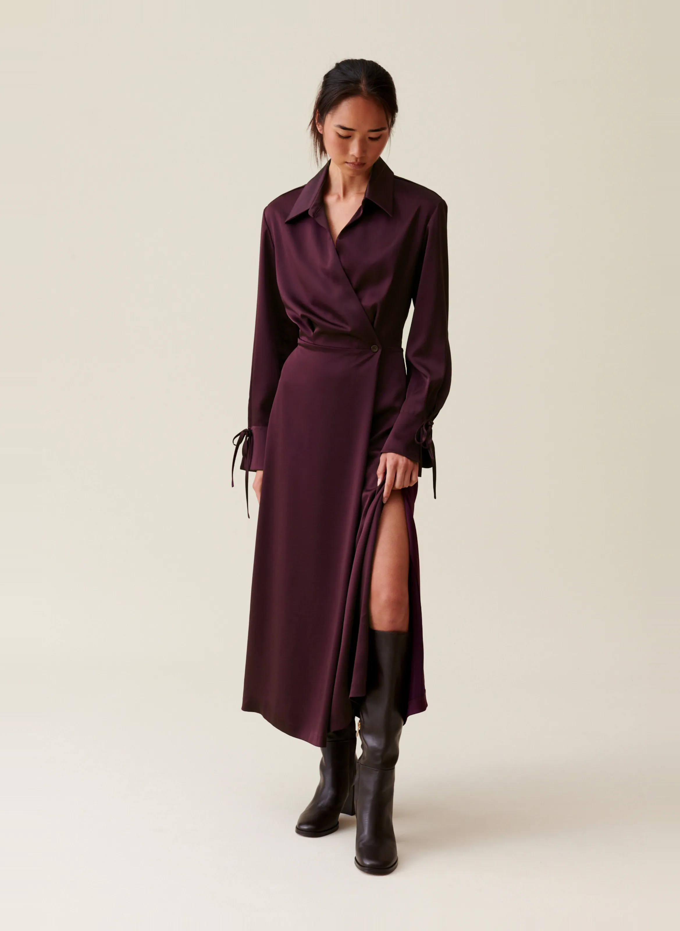  CLAUDIE PIERLOT   Abito lungo fluido con collo classico | Rosso