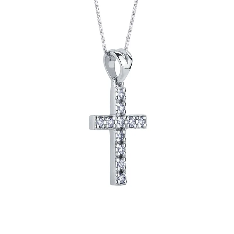 Collana con Croce in Oro Bianco e Diamanti – Bibigì