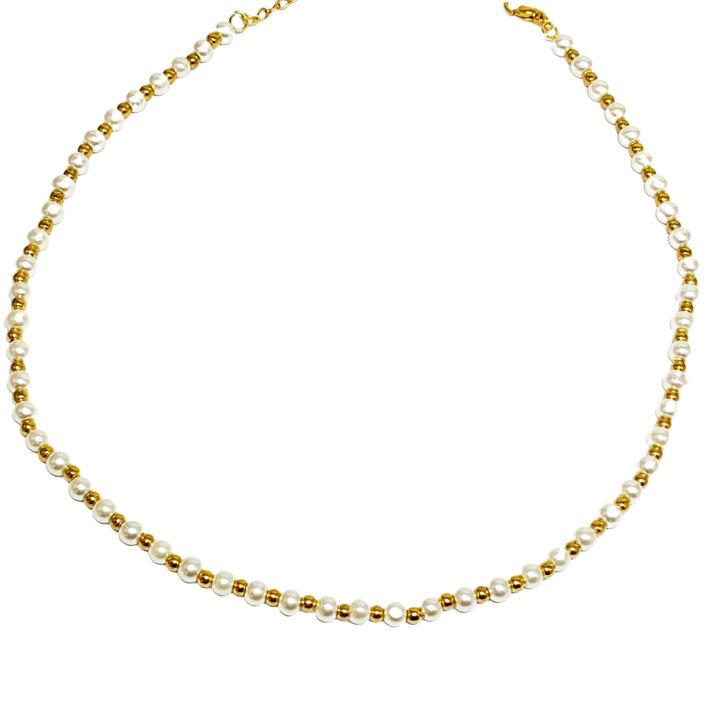 COLLANA PERLINE BIANCHE ORO, ARGENTO O ORO ROSA
