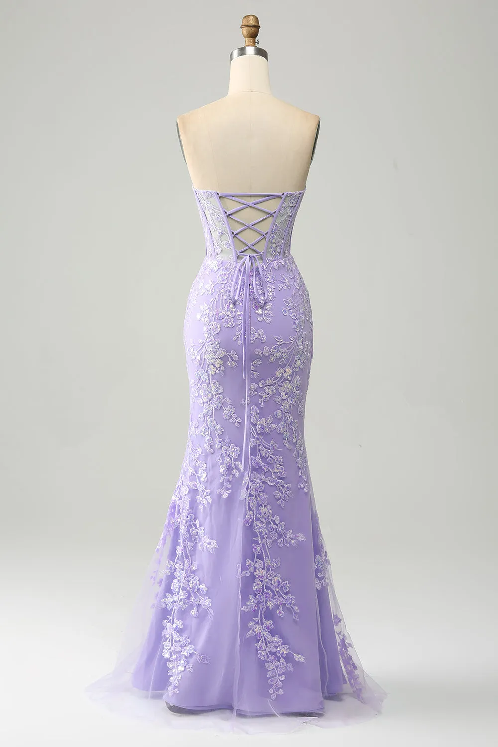 Elegante sirena Sweetheart abito da ballo corsetto azzurro con appliques
