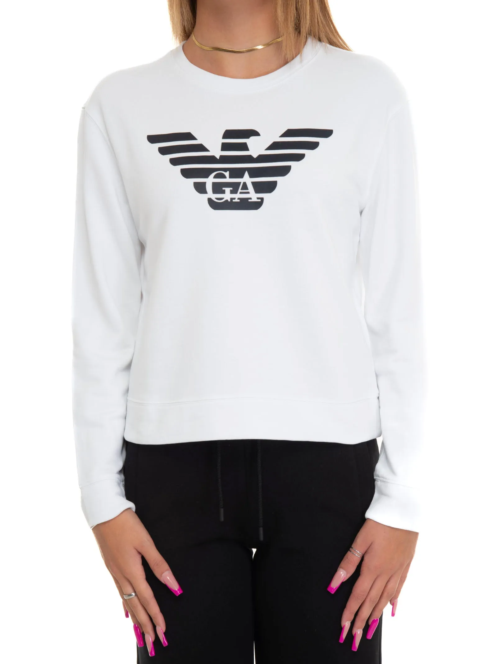 Felpa Bianco Emporio Armani Donna