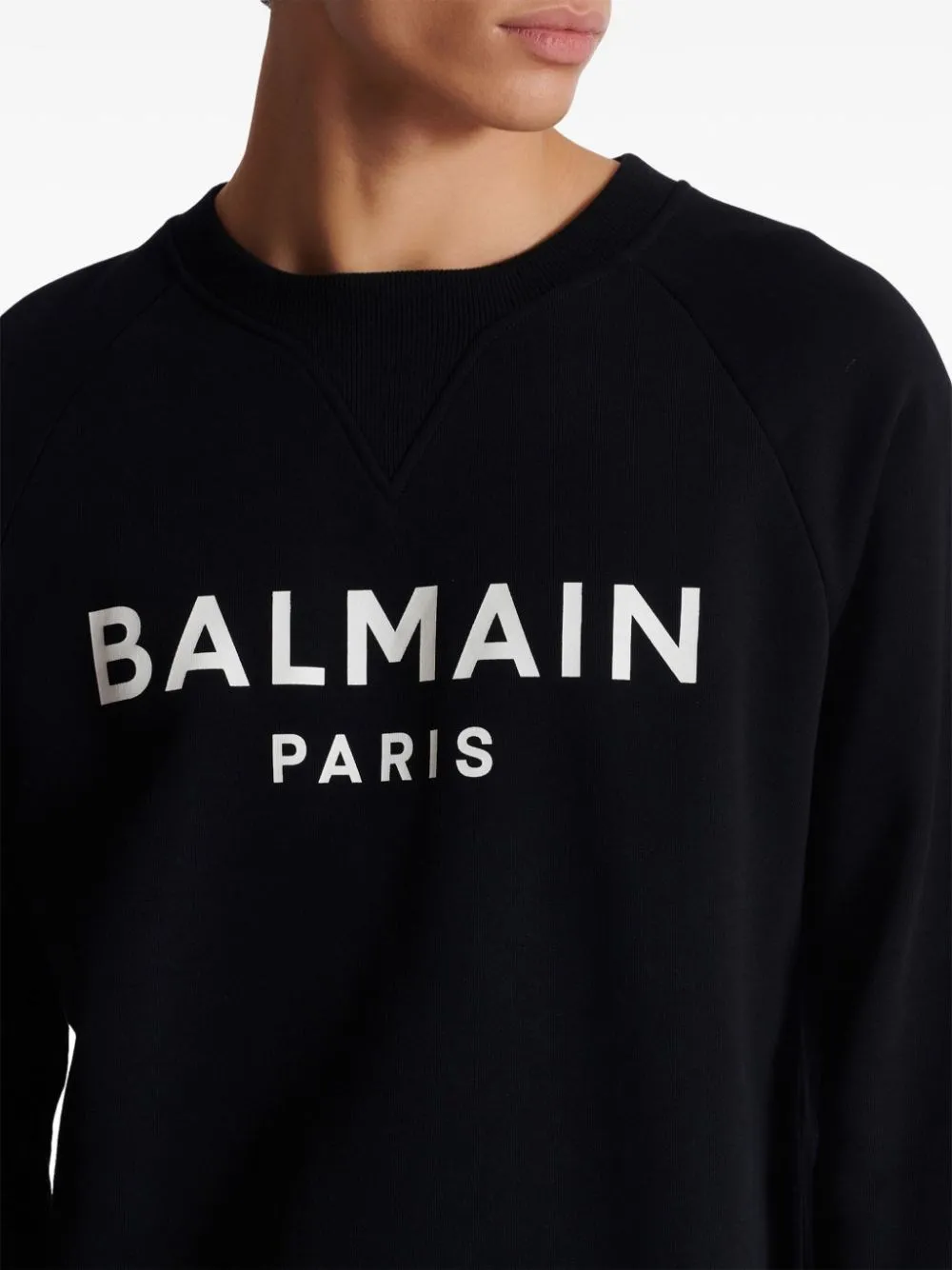 Felpa in cotone con stampa logo Balmain Paris