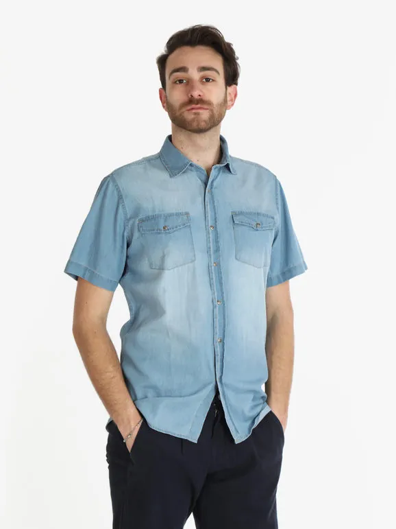 Guy Chemise en jean à manches courtes pour homme