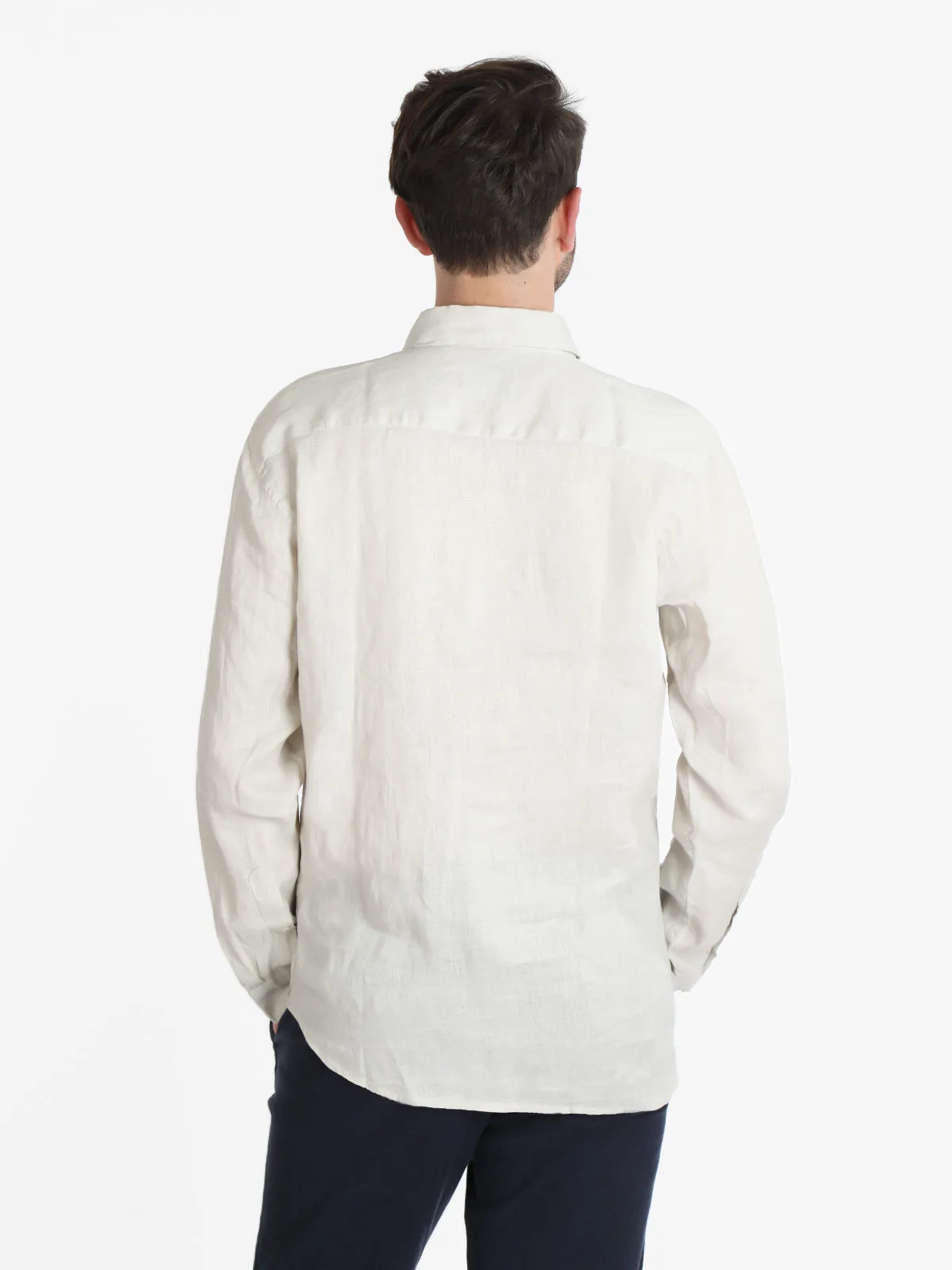 Guy Chemise en lin à manches longues pour homme