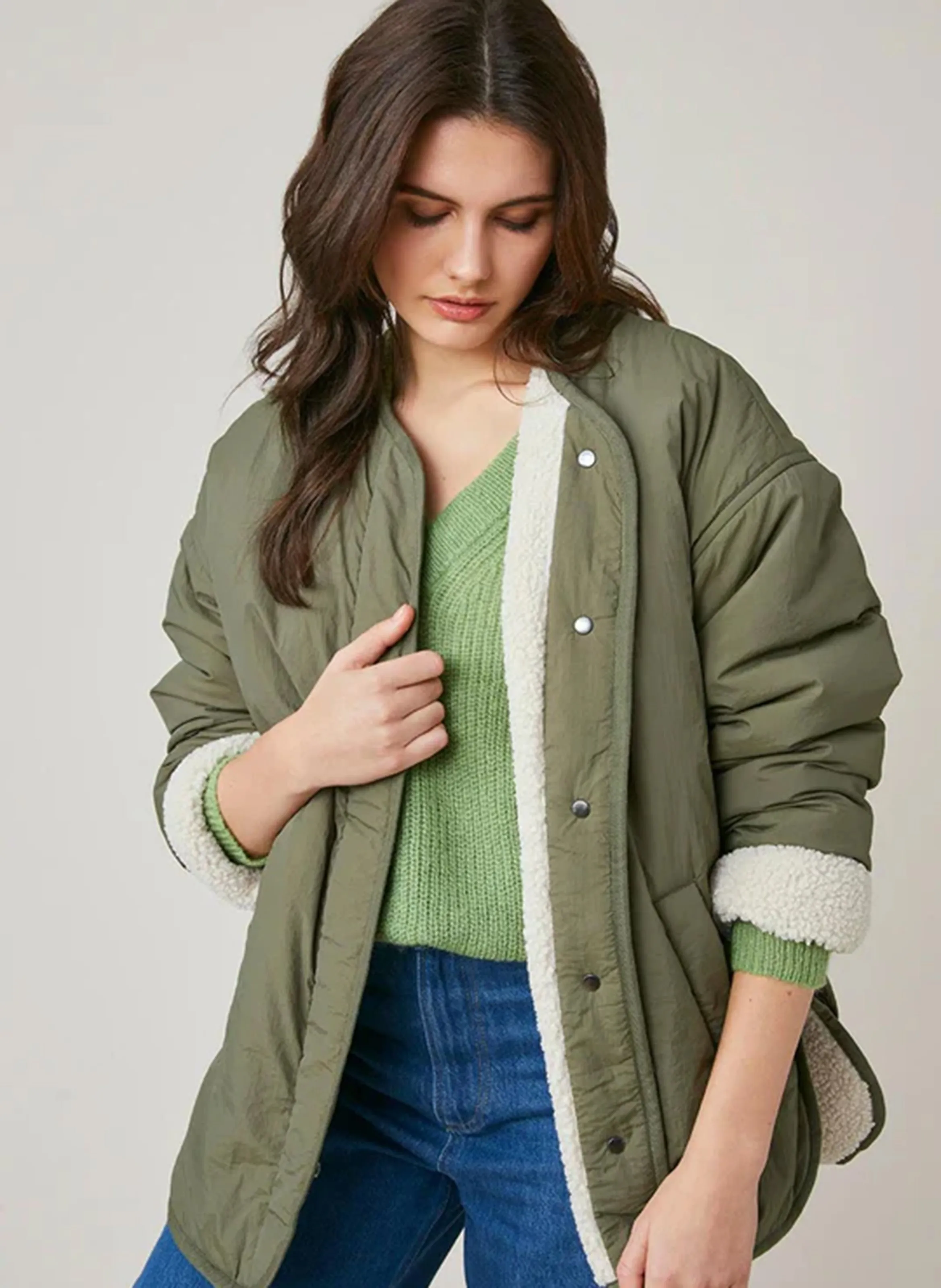  HARRIS WILSON   FALLOU - Veste oversize réversible à encolure V | Kaki