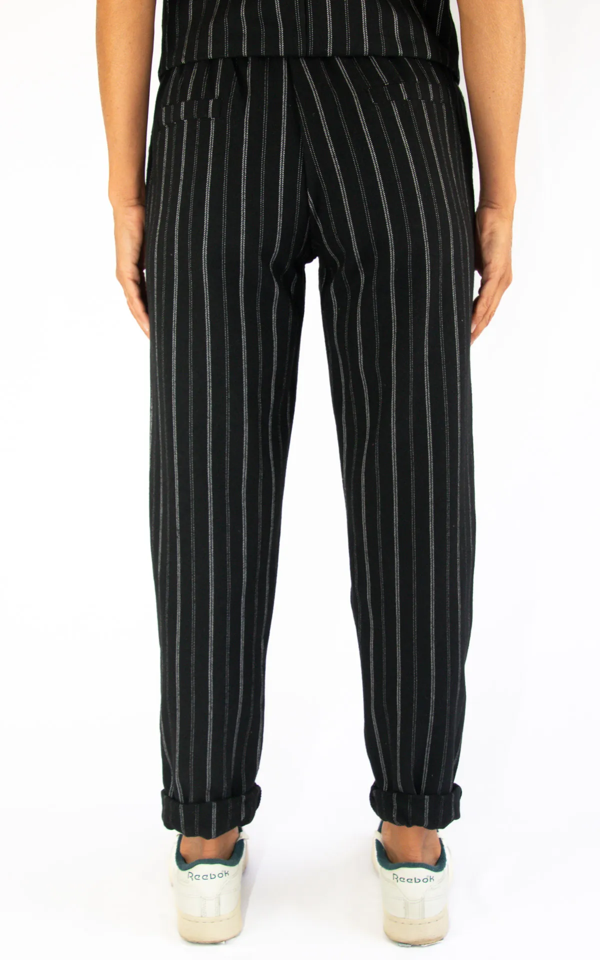 Initial – pantalone micro riga – nero/bianco