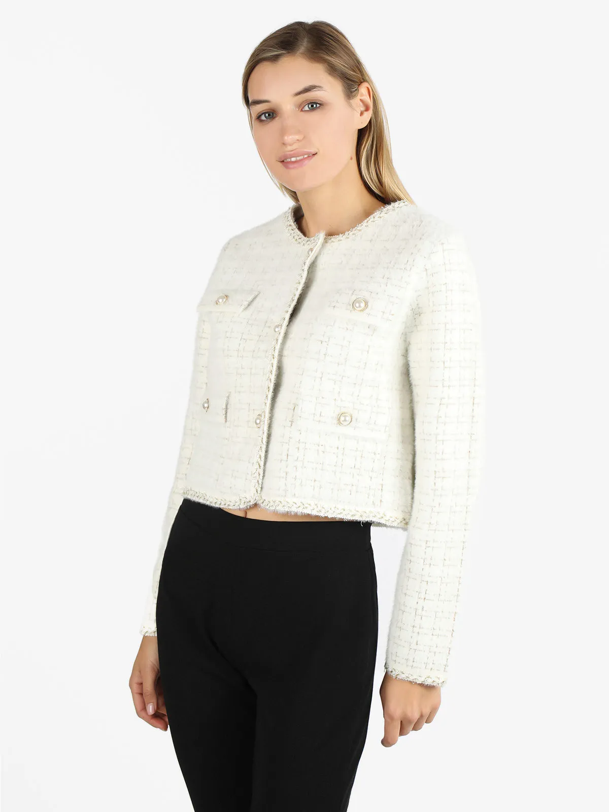 Lois & Pepe Veste courte femme boutons perles