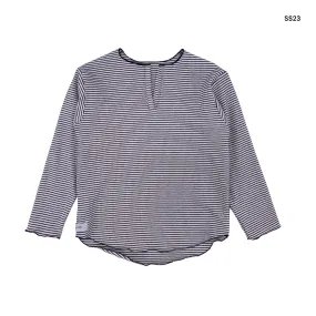 Maglia serafino a costine rigata blu per neonati e bambini