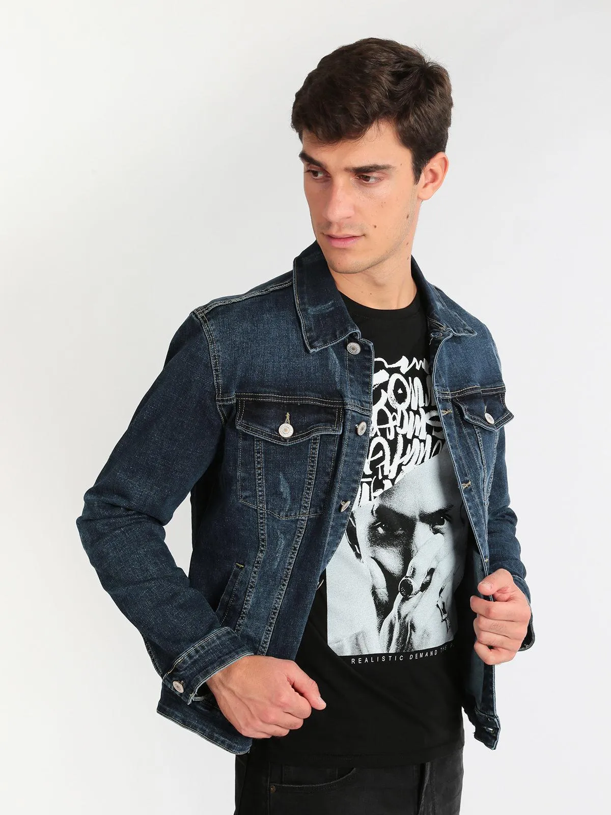 Max Tre Veste en jean délavé