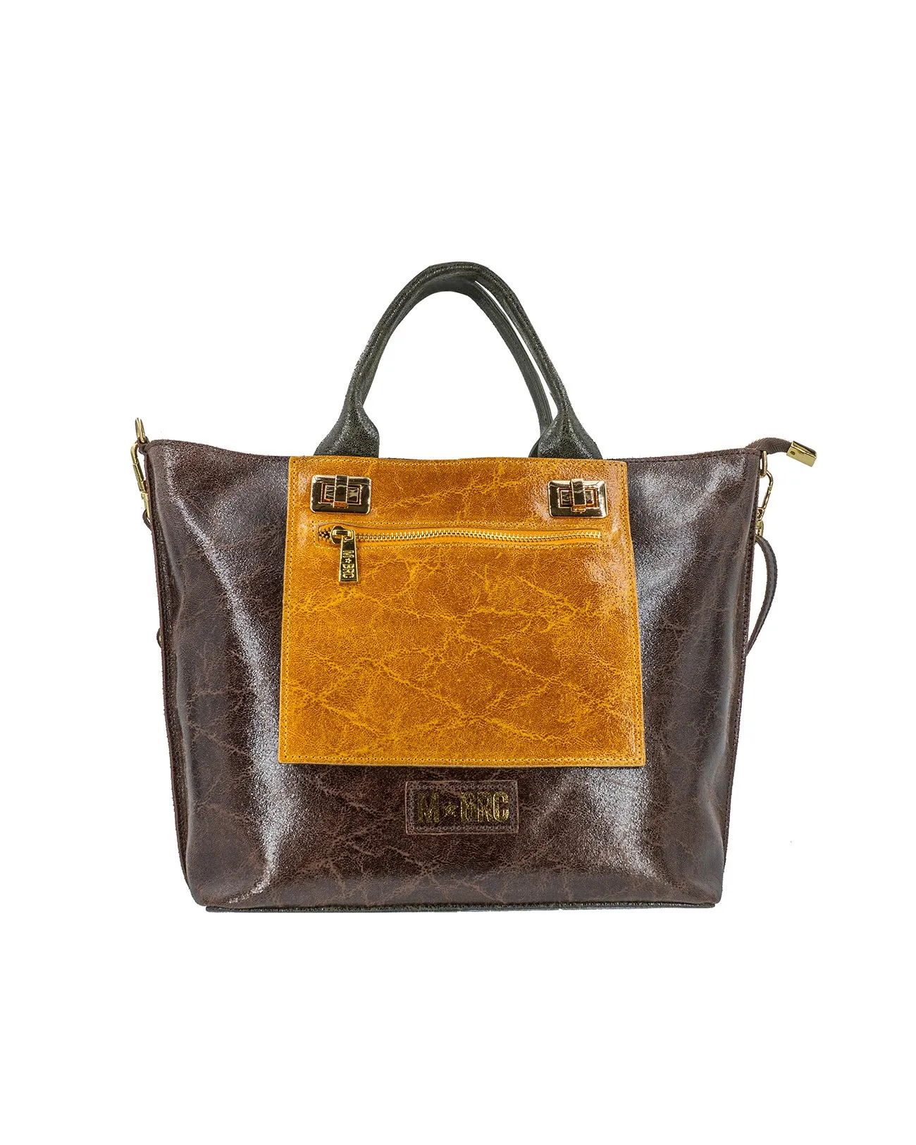 MBRC - Borsa shopper in pelle lucida con patta colorata Pocket  | Studioarch.com