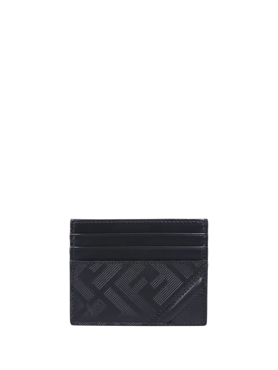 MEN FENDI BLACK LEATHER CARD CASE