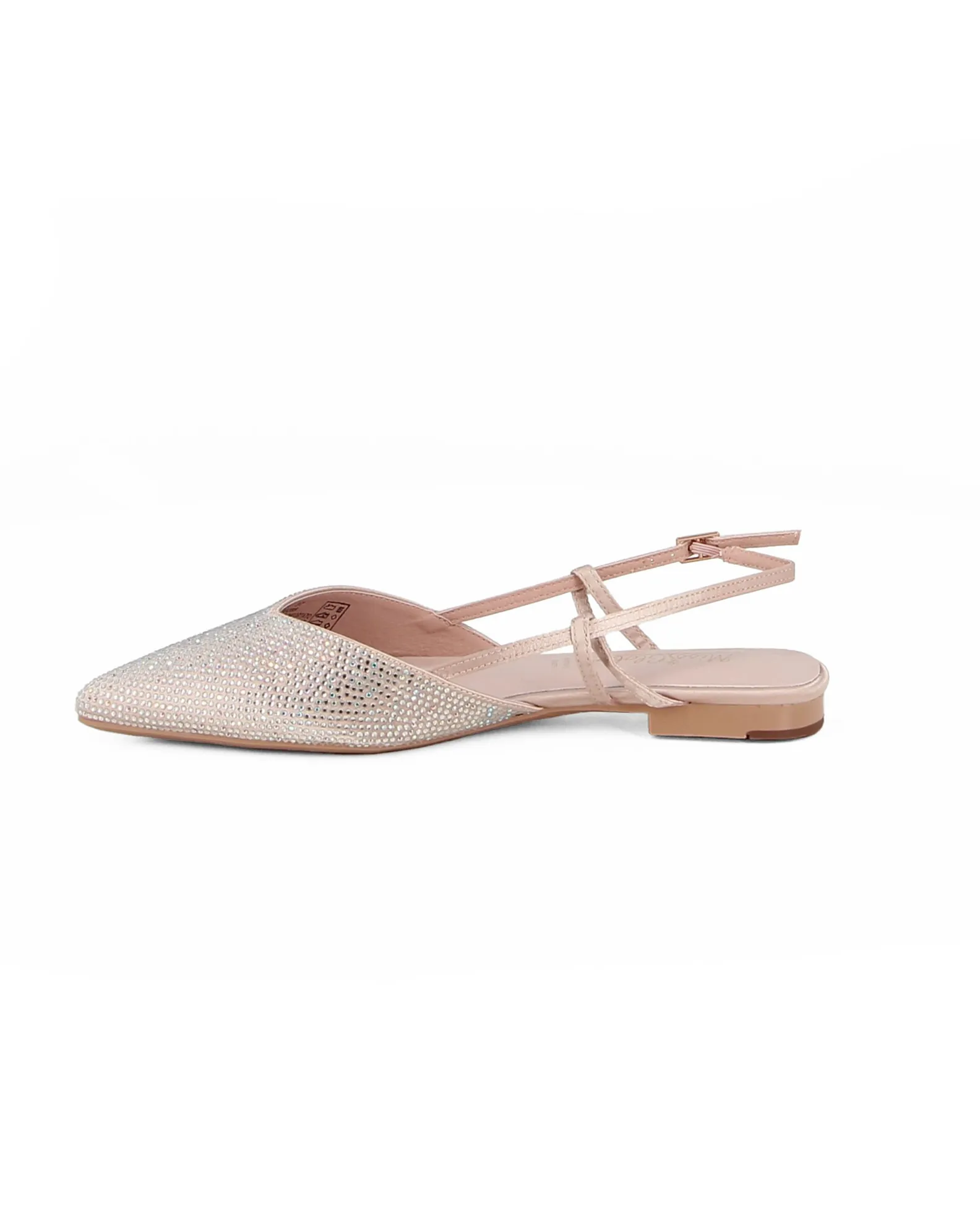 MISS GLOBO - Ballerina slingback nude raso con strass e sottopiede in memory foam                                            Pre