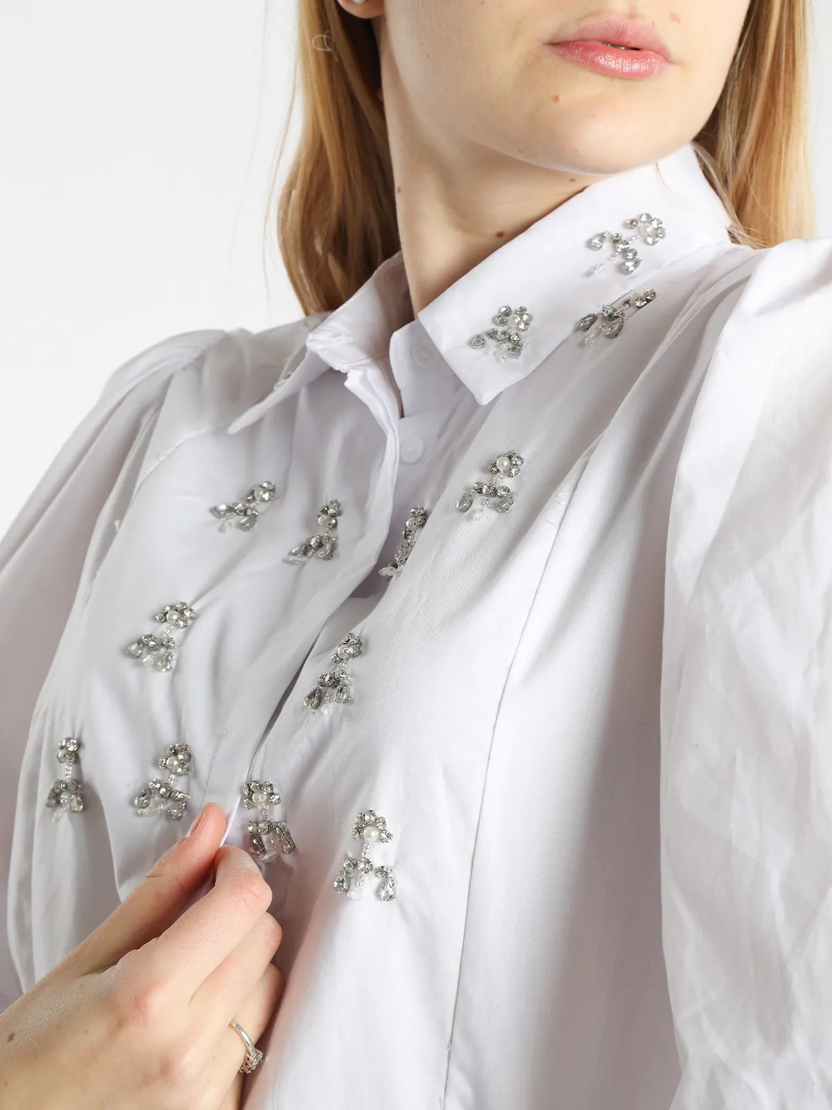 Monte Cervino Chemise femme manches longues avec broderie bijoux