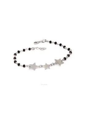 NALBORI Bracciale donna Argento 925 marsigliese nero con 3 stelle