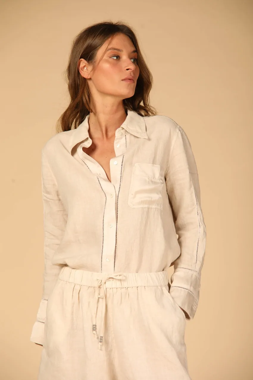 Nicole Patch chemise femme à manches longues en lin