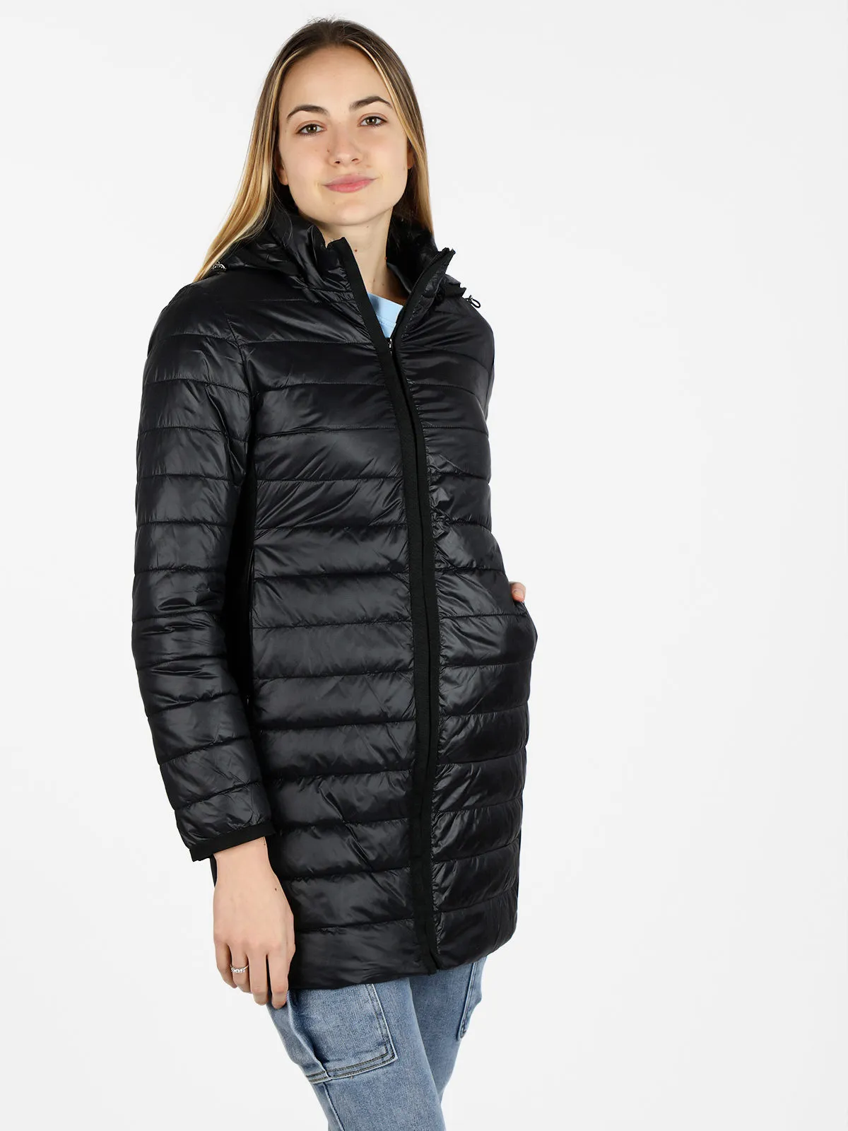 Non Solo Moda Veste longue femme, modèle 100g, avec capuche