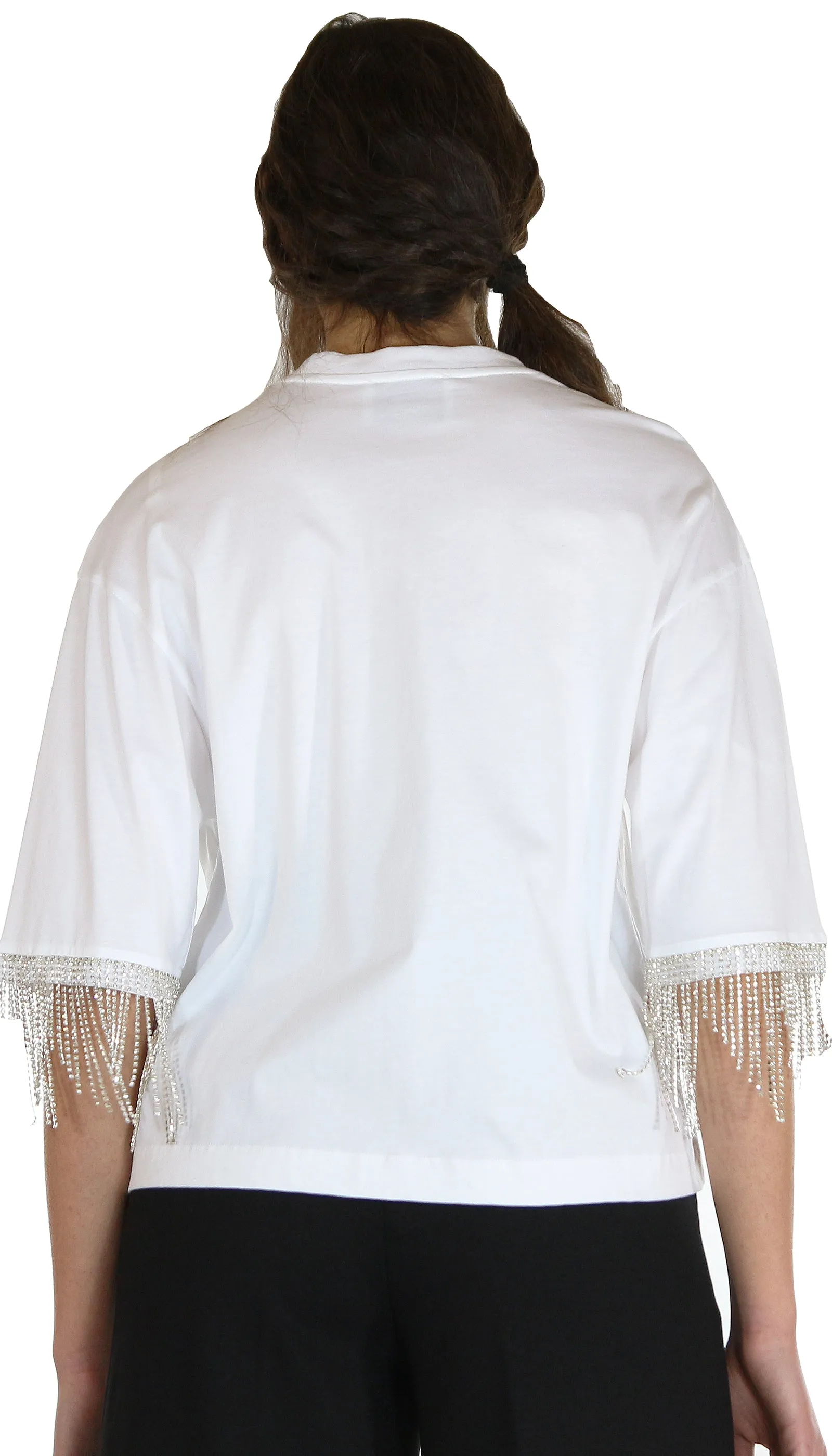 Nosecrets Milano T-shirt con manica diamanti.
