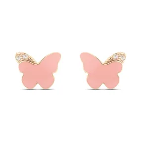 Orecchini Lobo Farfalla Lady Sweet Acciaio Rosa Cristallo Bianco 1668988