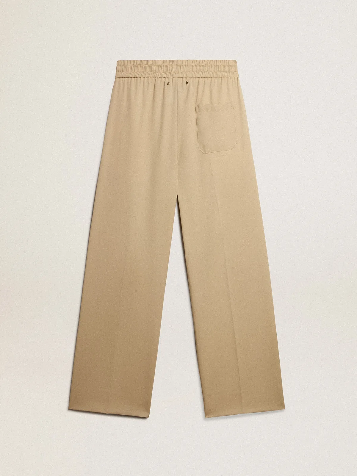 Pantalone jogging da uomo color sabbia con tasca sul retro