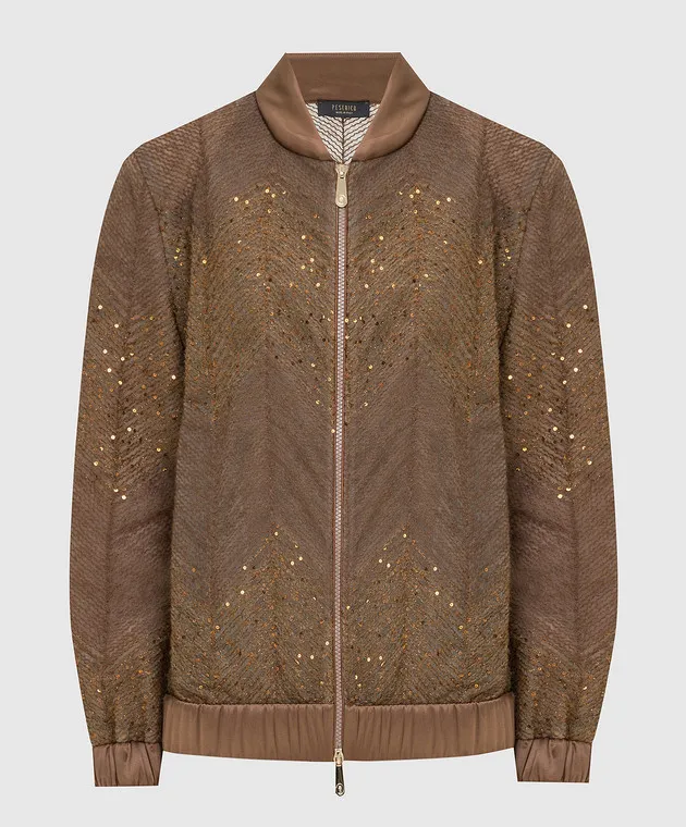 Peserico Bomber marrone chiaro con paillettes S24345A3777