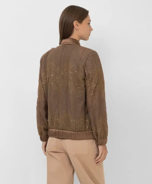 Peserico Bomber marrone chiaro con paillettes S24345A3777