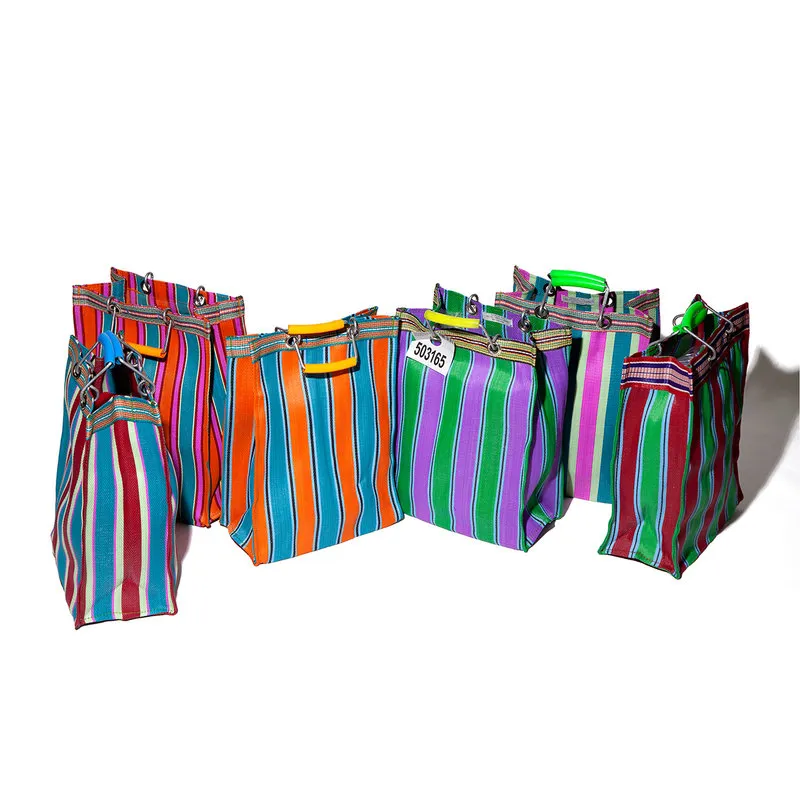 Puebco Sacchetto a strisce in plastica riciclata rect-d15/e verde x viola