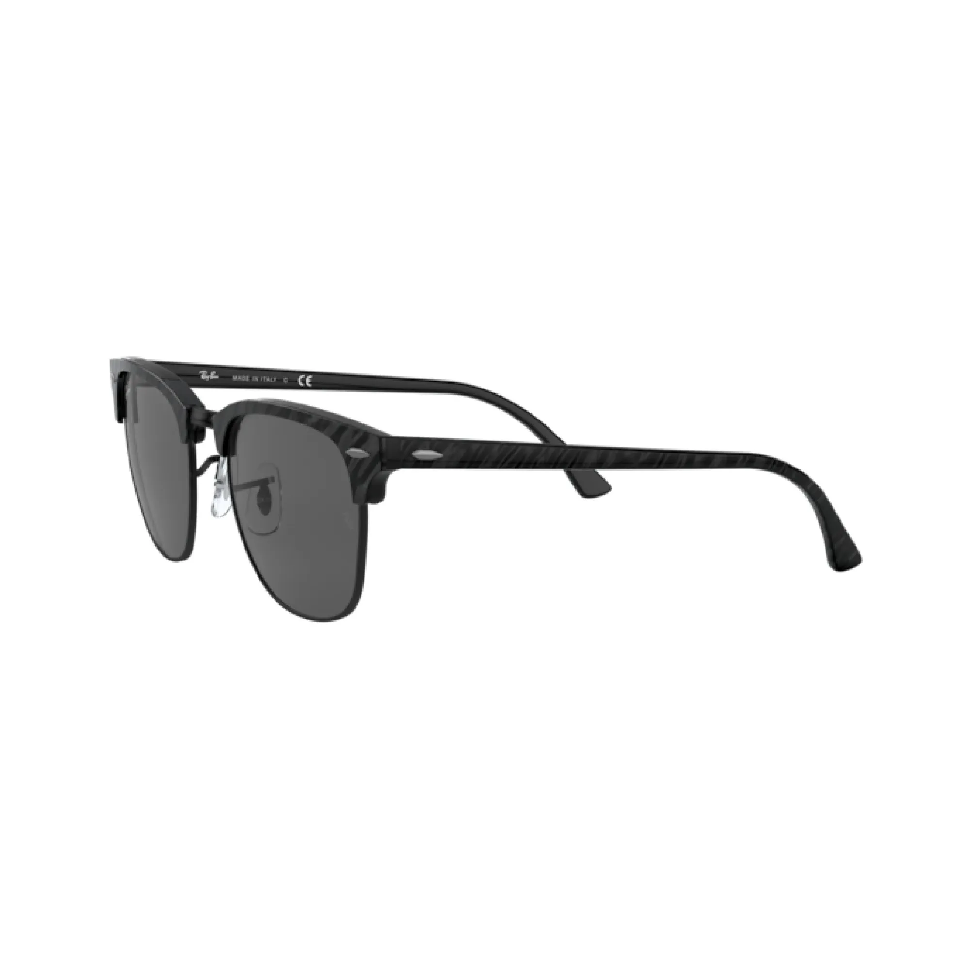   Ray-Ban RB 3016 Clubmaster 1305B1 Parte Superiore Rugosa Nero Su Nero | Occhiale Da Sole Unisex 
