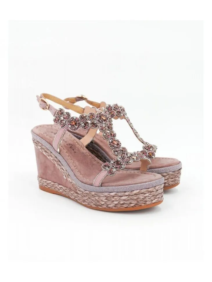 SANDALO ZEPPA ALTA SUEDE PIETRE GIOIELLO