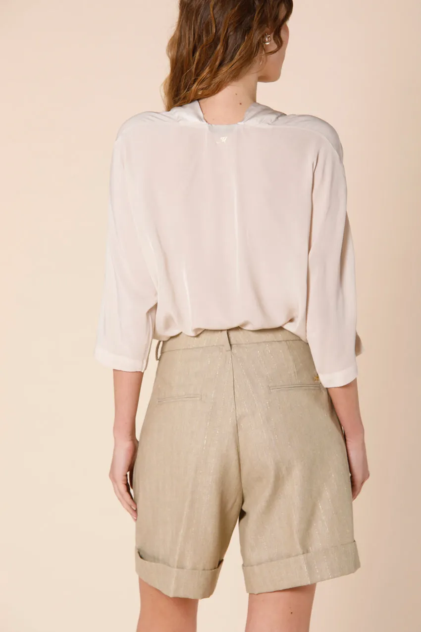 Sandra Chemise Femme en viscose, col en V et manches 3/4
