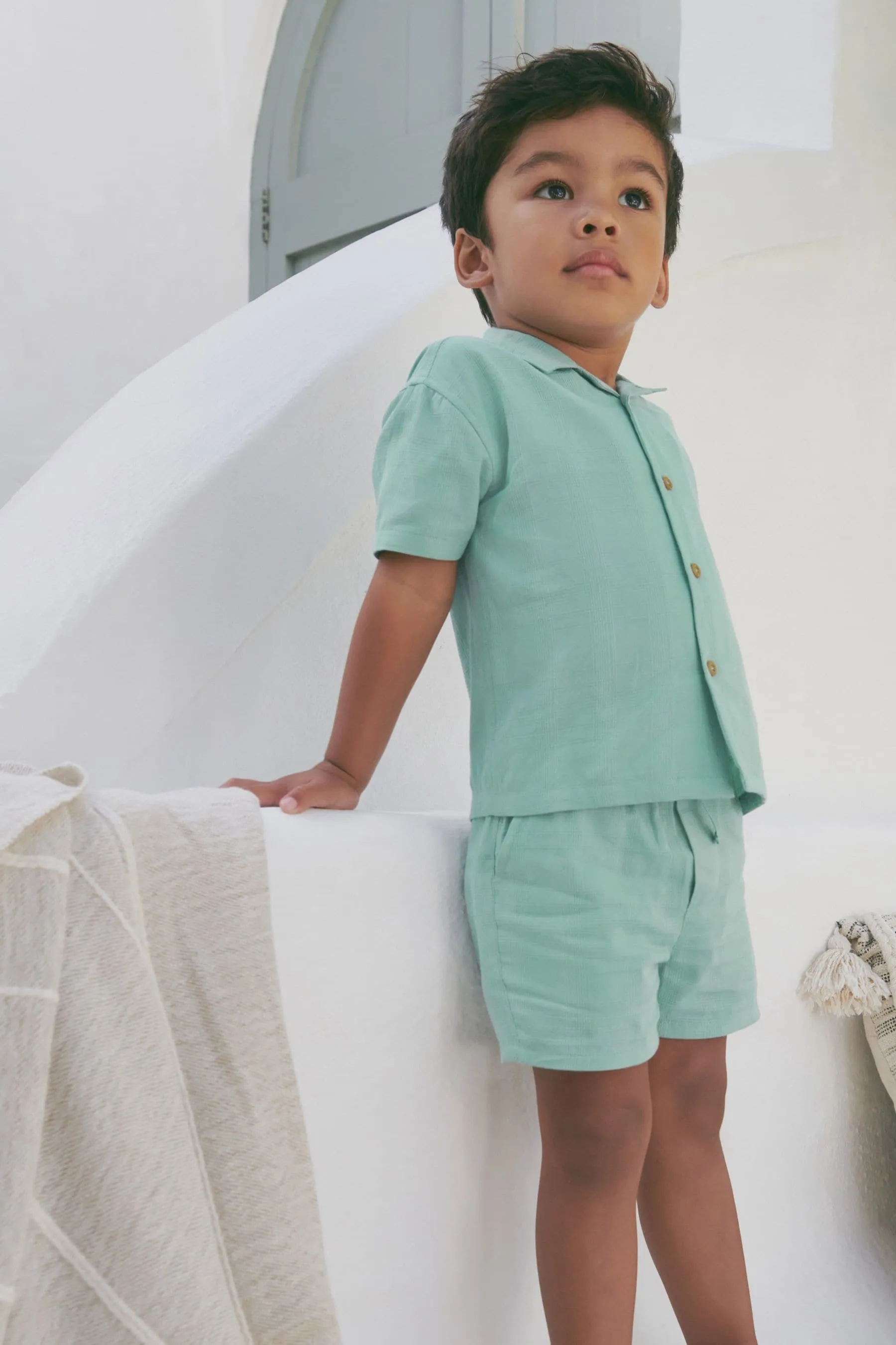 Short Sleeve Textured Shirt and Shorts Set (3mths-12yrs)    