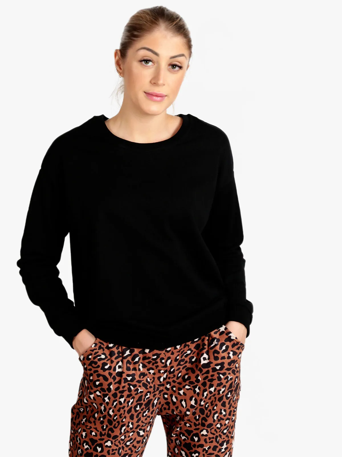 Solada Sweat-shirt ras du cou pour femmes de couleur unie