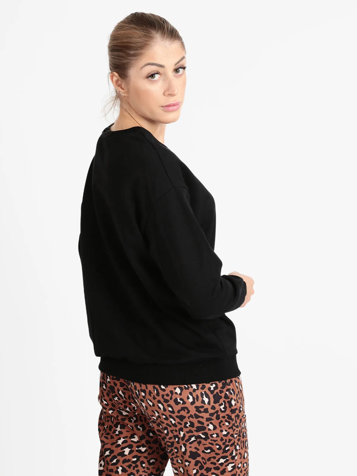Solada Sweat-shirt ras du cou pour femmes de couleur unie